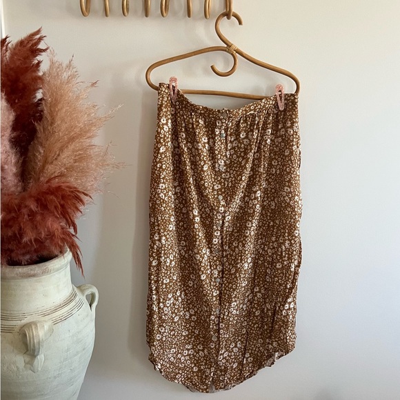 Saltwater Luxe mustard floral MIDI Skirt - Picture 1 of 6